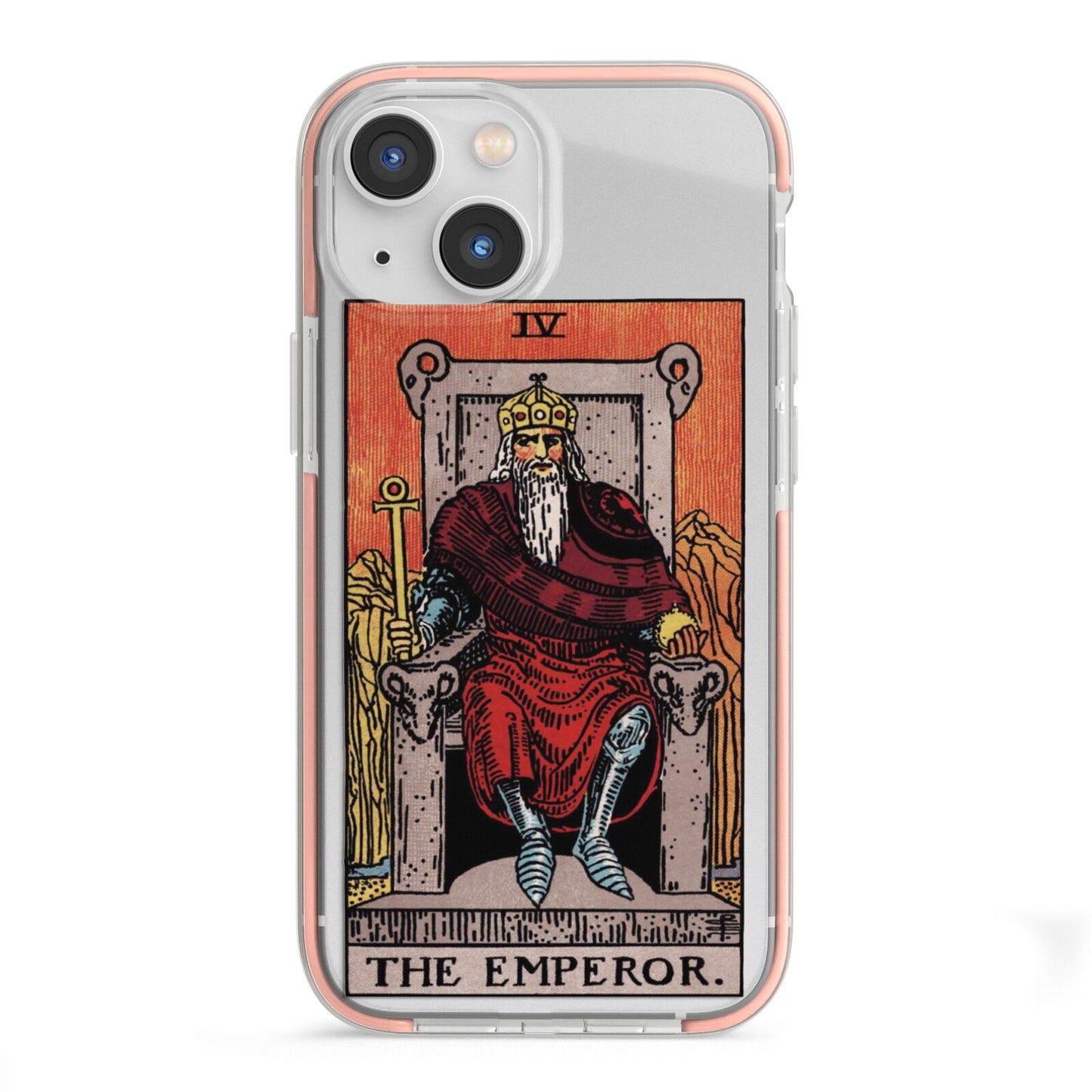 The Emperor Tarot Card iPhone 13 Mini TPU Impact Case with Pink Edges