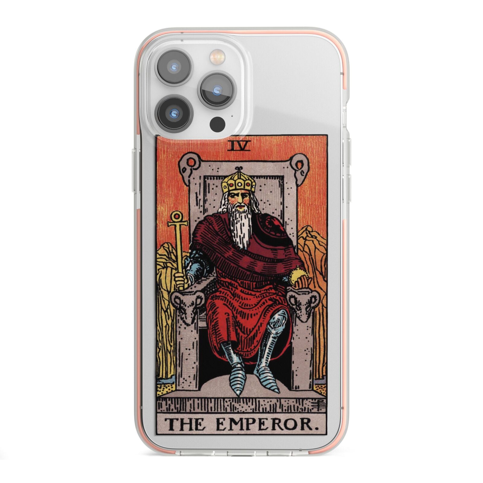 The Emperor Tarot Card iPhone 13 Pro Max TPU Impact Case with Pink Edges