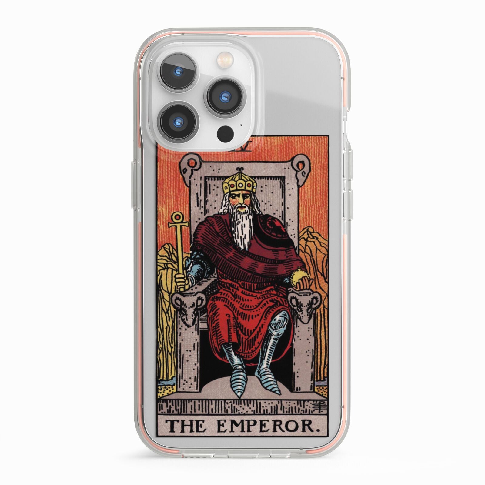The Emperor Tarot Card iPhone 13 Pro TPU Impact Case with Pink Edges