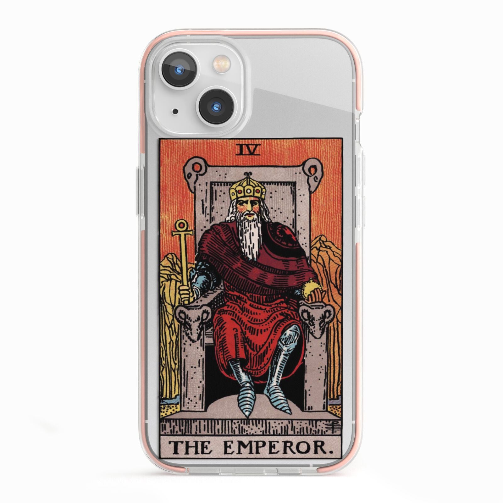 The Emperor Tarot Card iPhone 13 TPU Impact Case with Pink Edges
