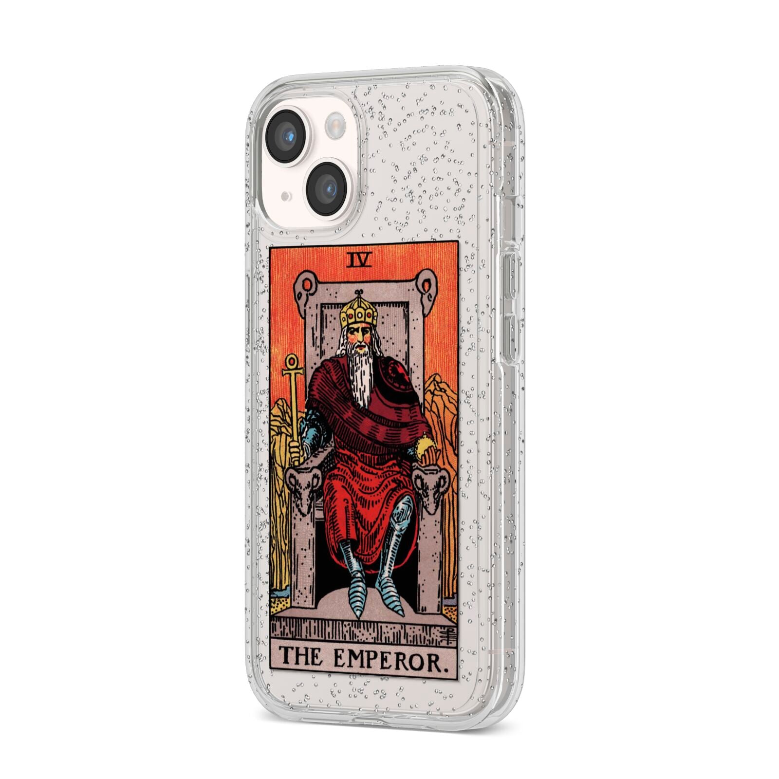 The Emperor Tarot Card iPhone 14 Glitter Tough Case Starlight Angled Image
