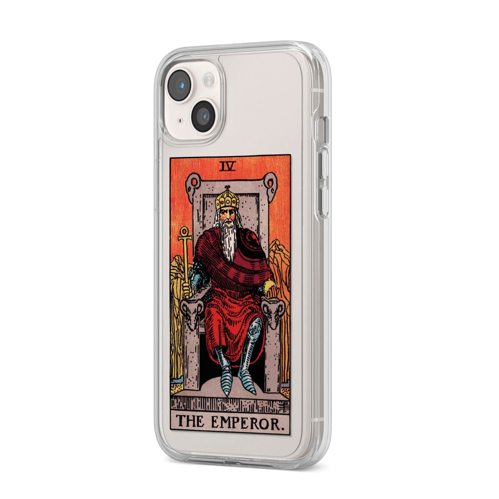 The Emperor Tarot Card iPhone 14 Plus Clear Tough Case Starlight Angled Image