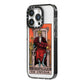 The Emperor Tarot Card iPhone 14 Pro Black Impact Case Side Angle on Silver phone