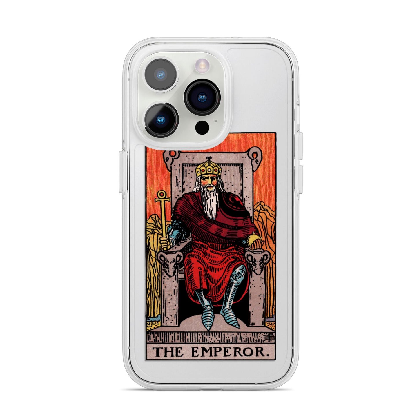 The Emperor Tarot Card iPhone 14 Pro Clear Tough Case Silver