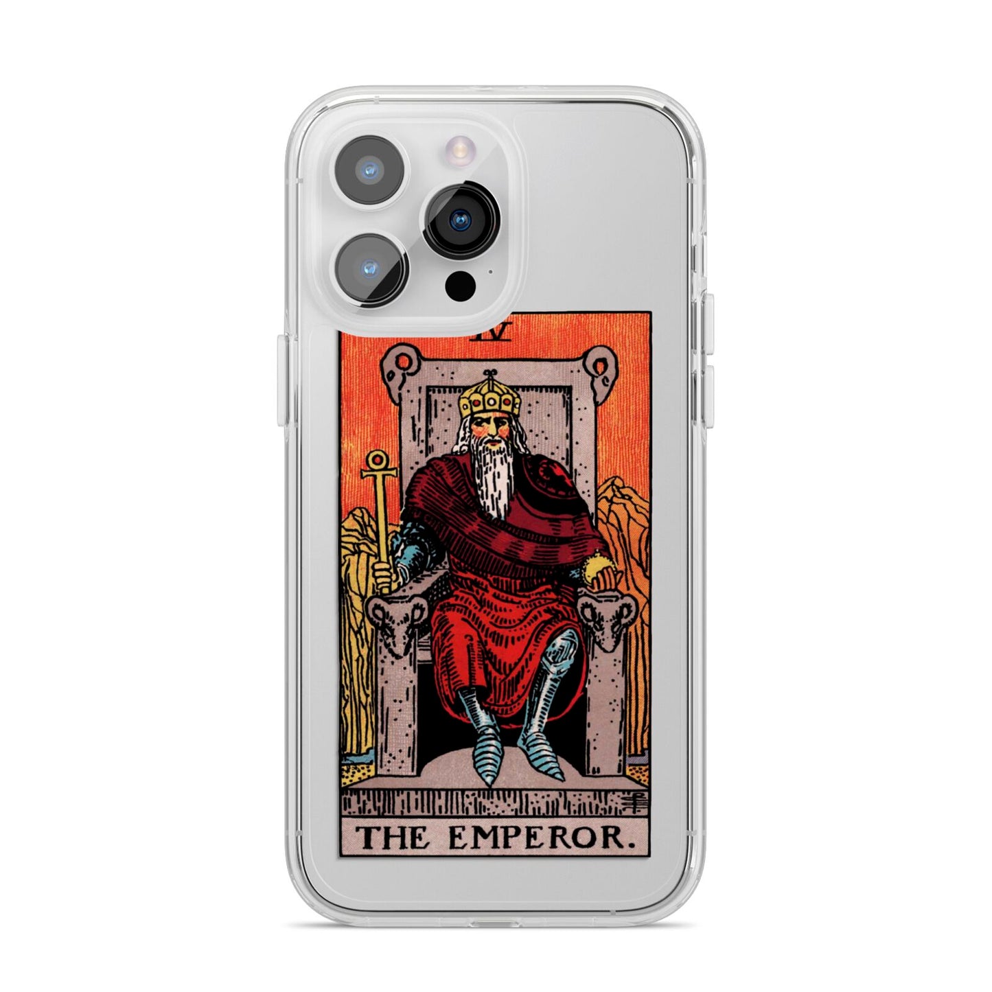 The Emperor Tarot Card iPhone 14 Pro Max Clear Tough Case Silver