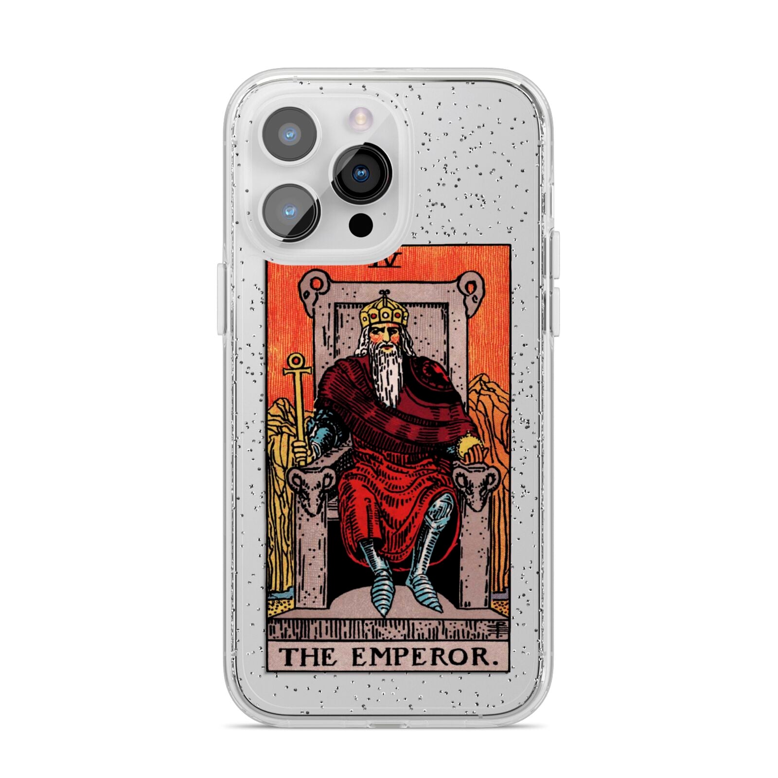The Emperor Tarot Card iPhone 14 Pro Max Glitter Tough Case Silver