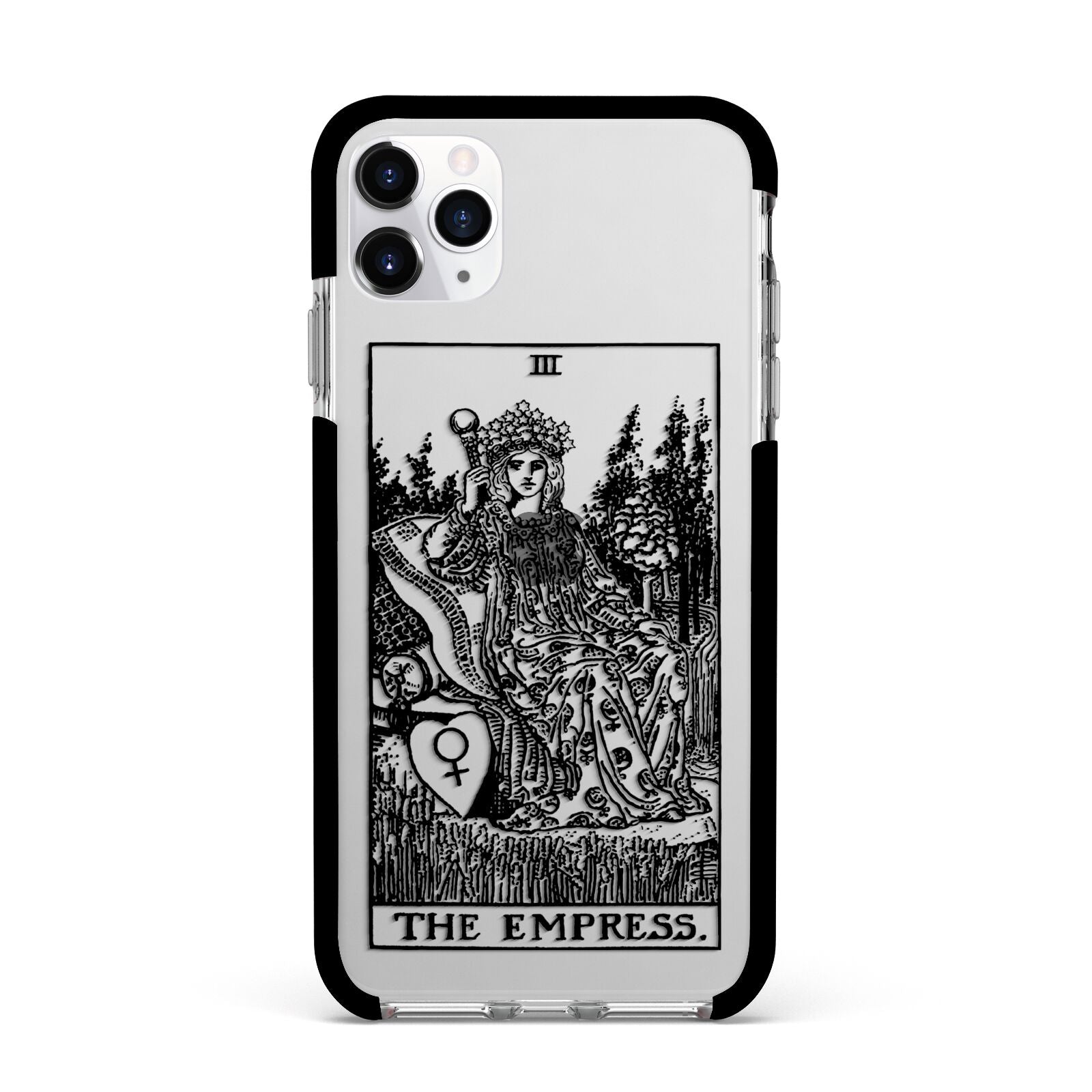 The Empress Monochrome Tarot Card Apple iPhone 11 Pro Max in Silver with Black Impact Case