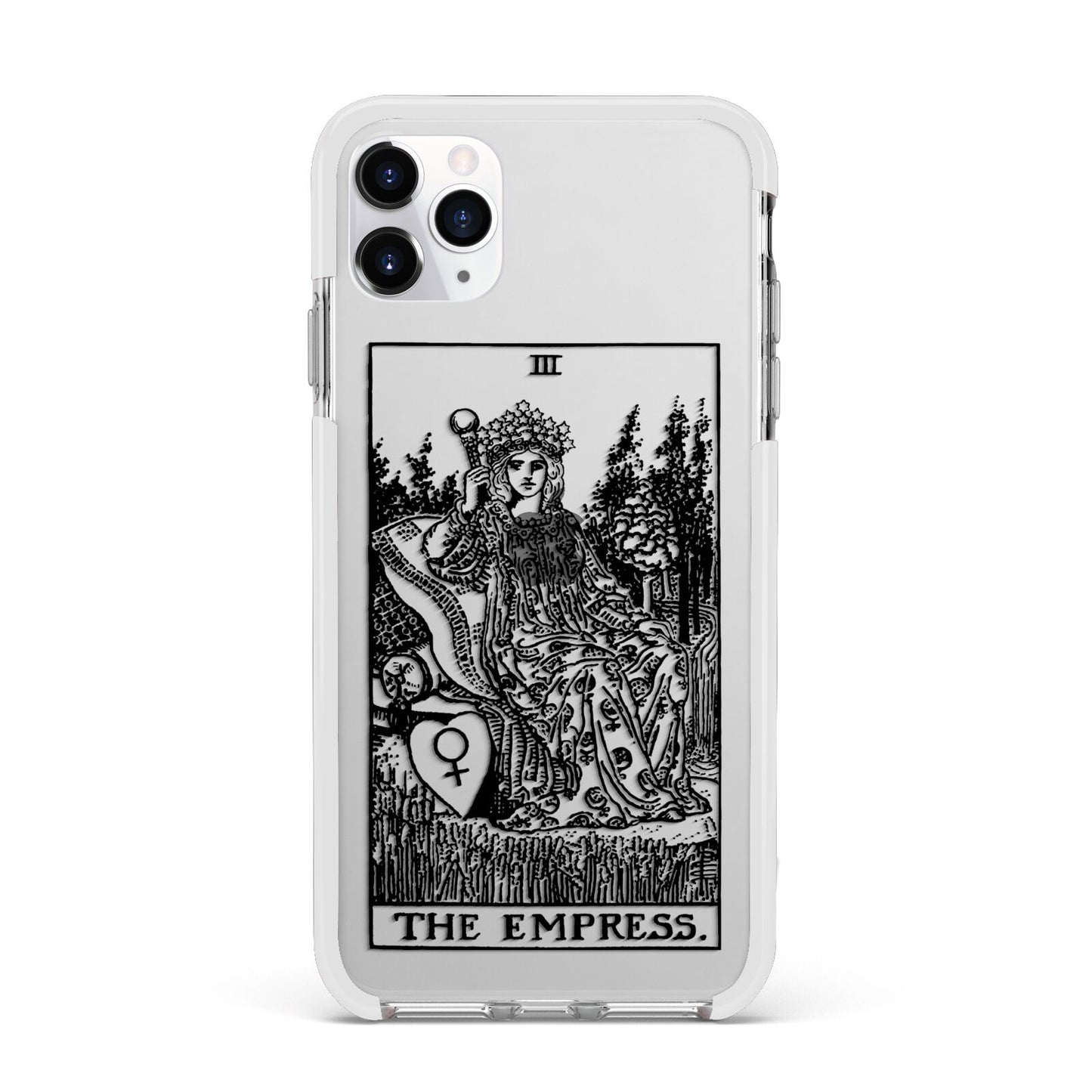 The Empress Monochrome Tarot Card Apple iPhone 11 Pro Max in Silver with White Impact Case