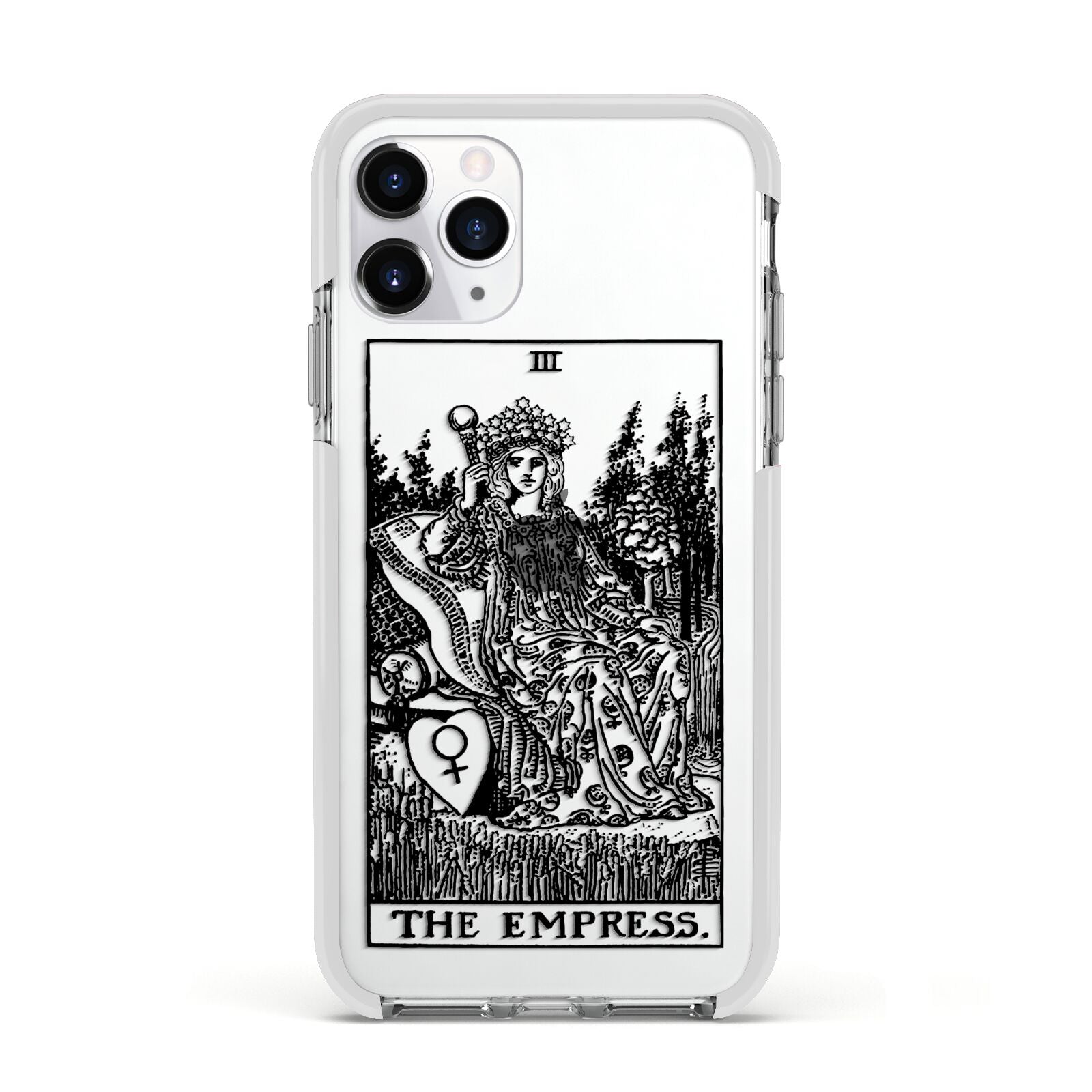 The Empress Monochrome Tarot Card Apple iPhone 11 Pro in Silver with White Impact Case