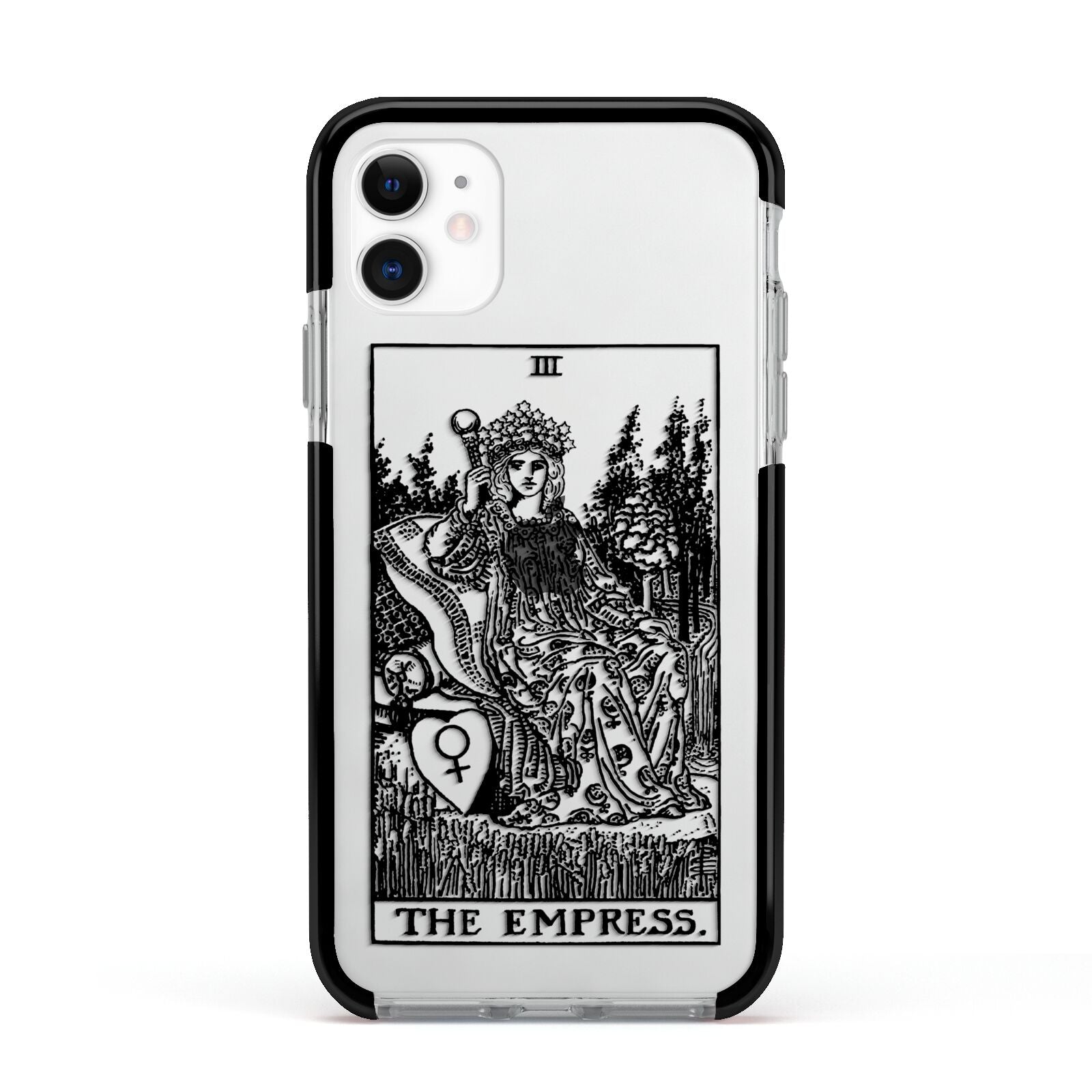 The Empress Monochrome Tarot Card Apple iPhone 11 in White with Black Impact Case