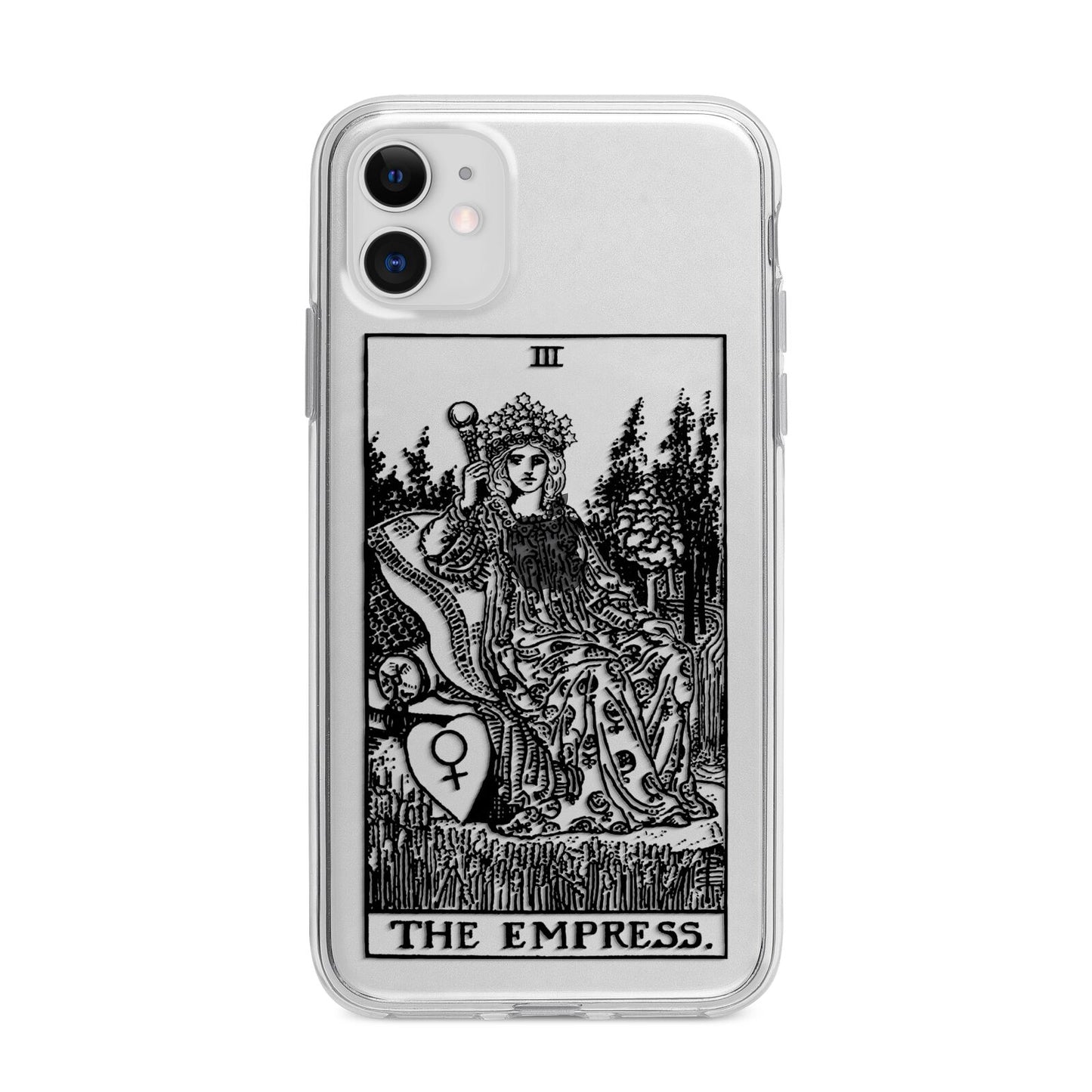 The Empress Monochrome Tarot Card Apple iPhone 11 in White with Bumper Case