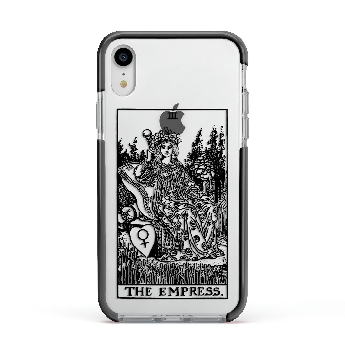 The Empress Monochrome Tarot Card Apple iPhone XR Impact Case Black Edge on Silver Phone