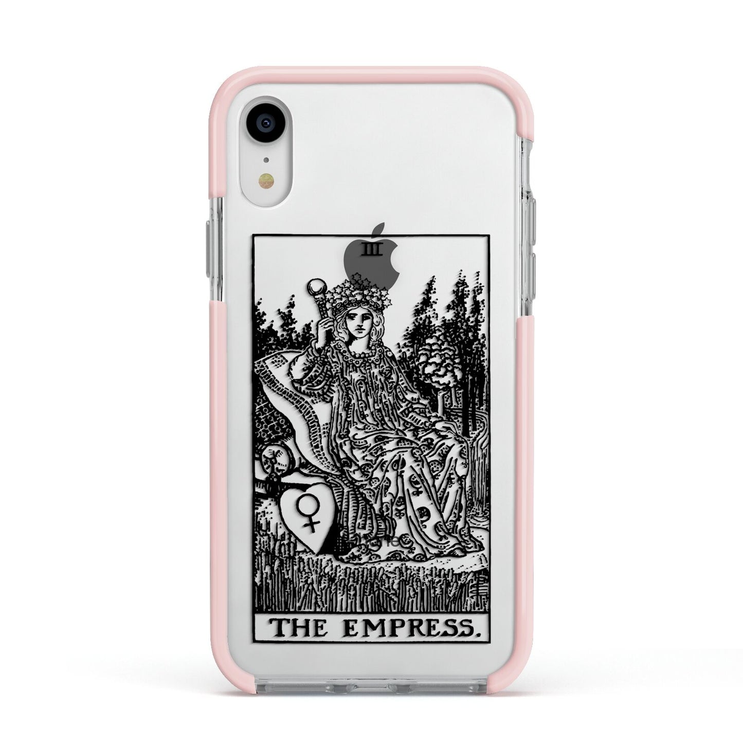 The Empress Monochrome Tarot Card Apple iPhone XR Impact Case Pink Edge on Silver Phone