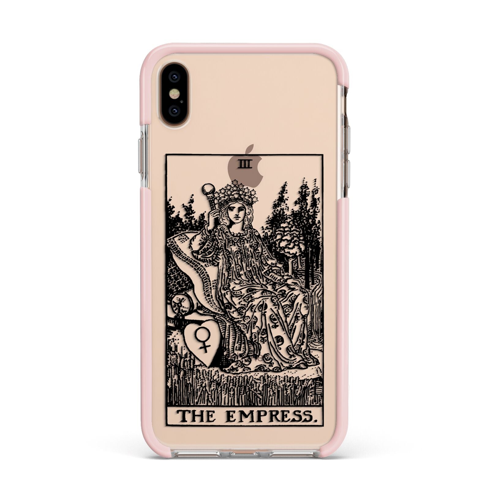 The Empress Monochrome Tarot Card Apple iPhone Xs Max Impact Case Pink Edge on Gold Phone