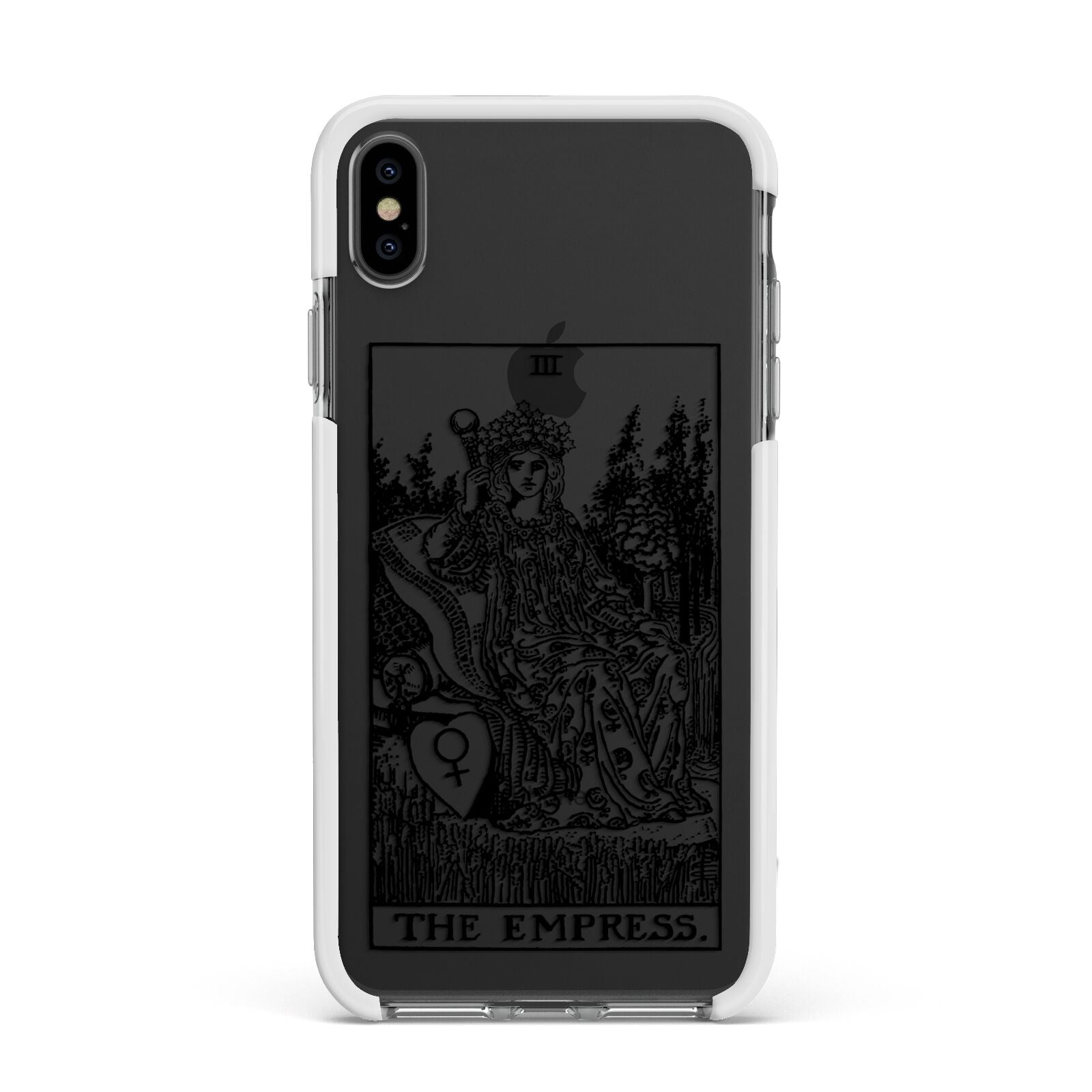 The Empress Monochrome Tarot Card Apple iPhone Xs Max Impact Case White Edge on Black Phone