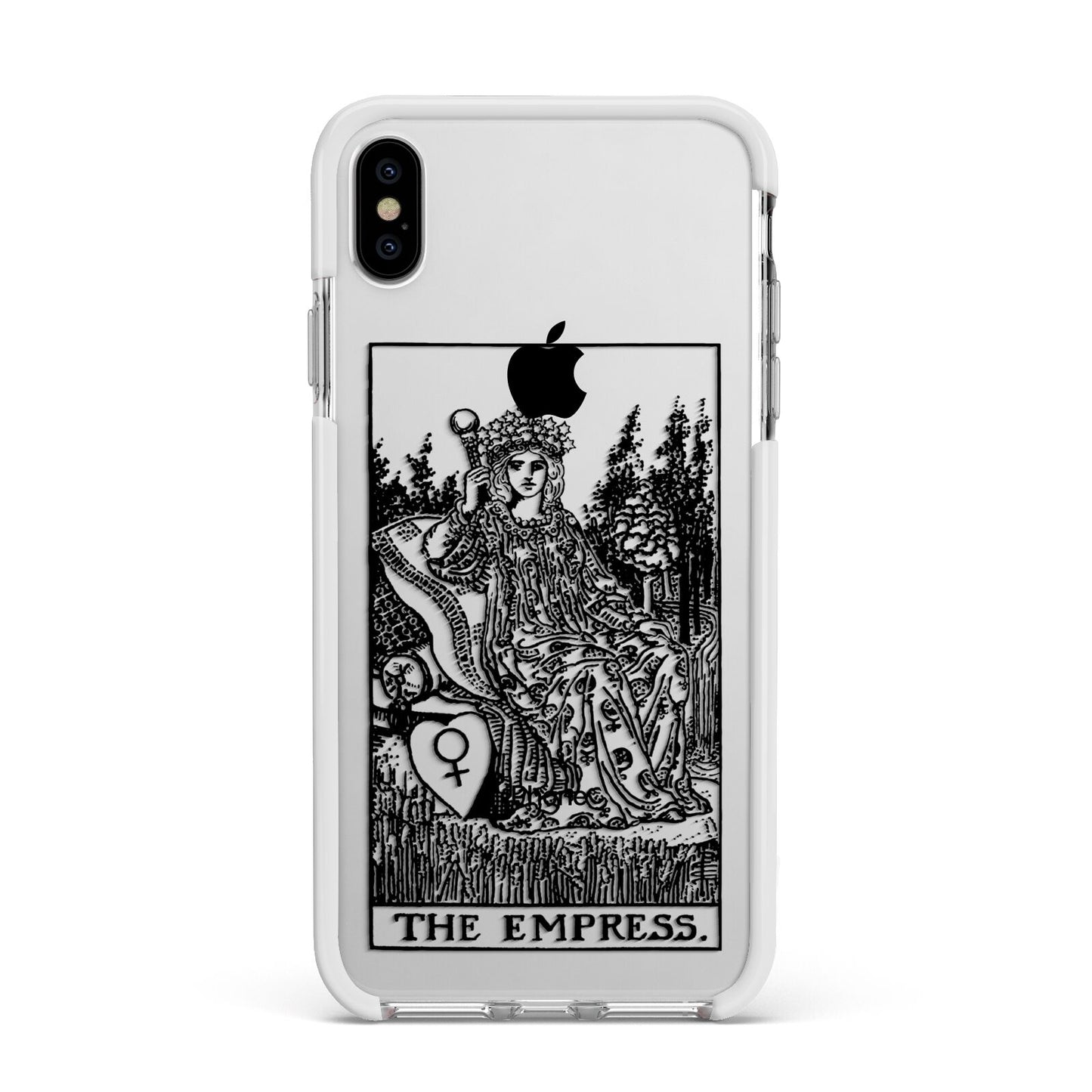 The Empress Monochrome Tarot Card Apple iPhone Xs Max Impact Case White Edge on Silver Phone