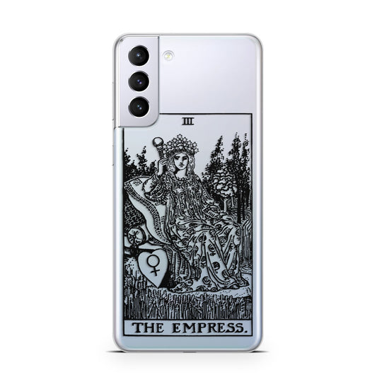 The Empress Monochrome Tarot Card Samsung S21 Plus Phone Case