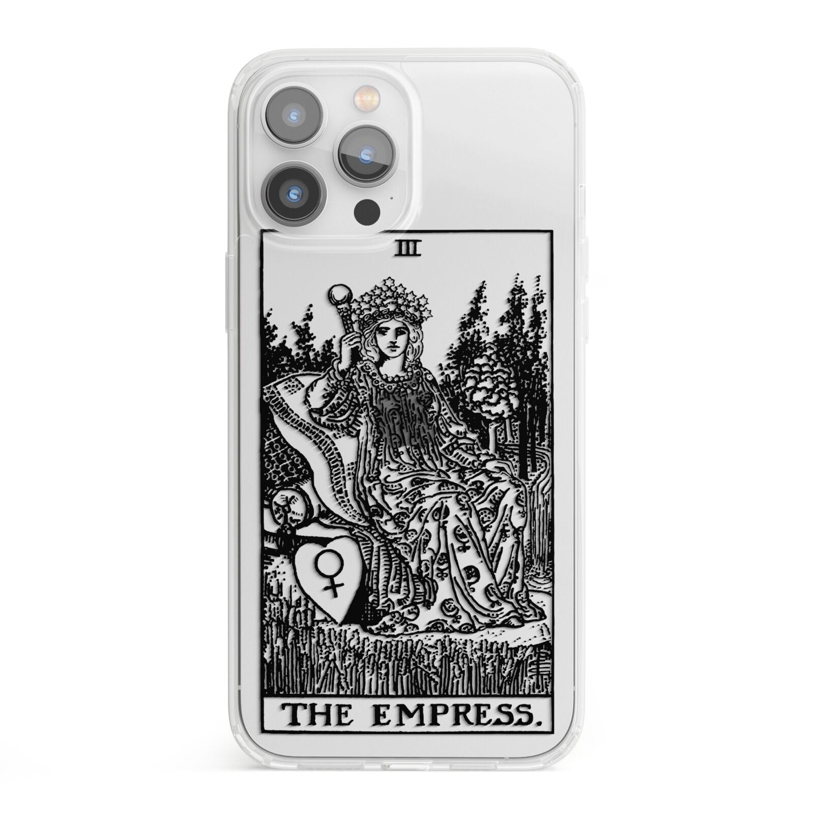 The Empress Monochrome Tarot Card iPhone 13 Pro Max Clear Bumper Case