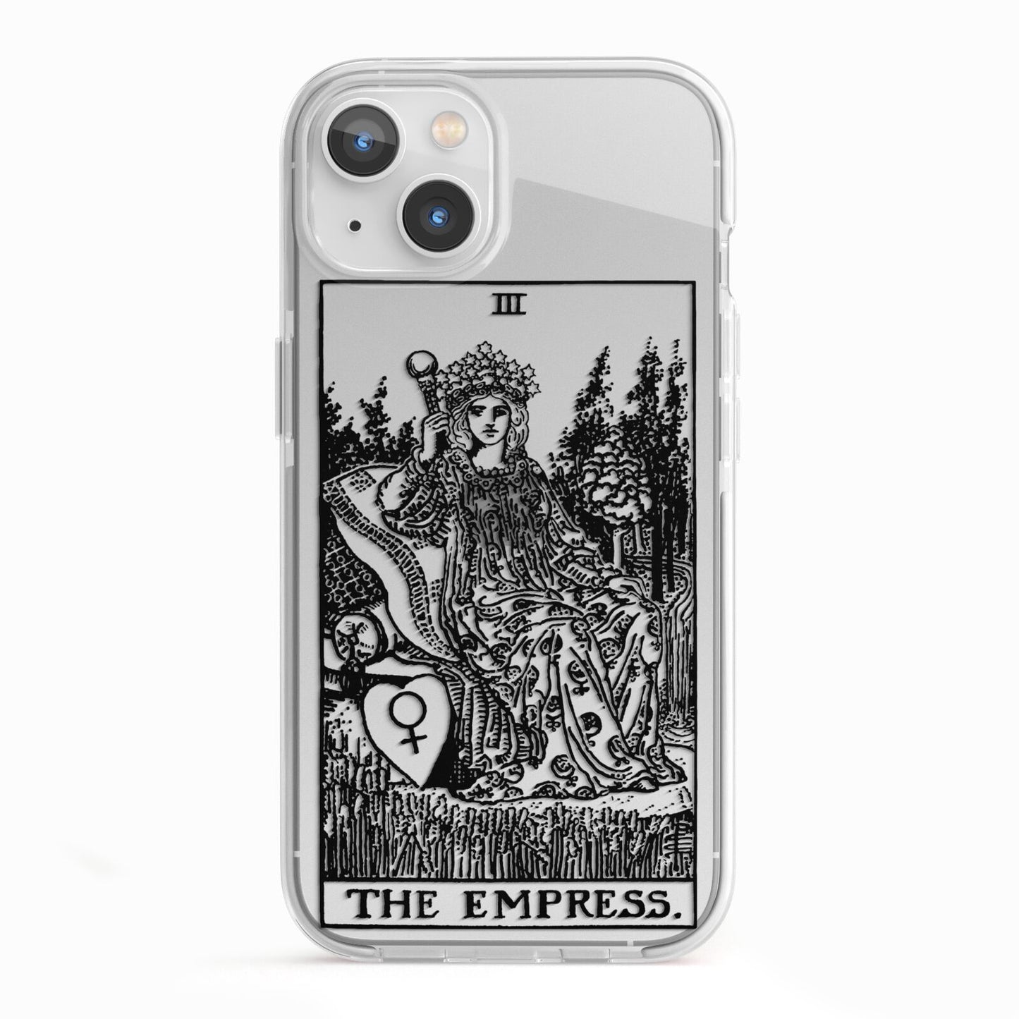The Empress Monochrome Tarot Card iPhone 13 TPU Impact Case with White Edges