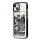 The Empress Monochrome Tarot Card iPhone 14 Black Impact Case Side Angle on Silver phone
