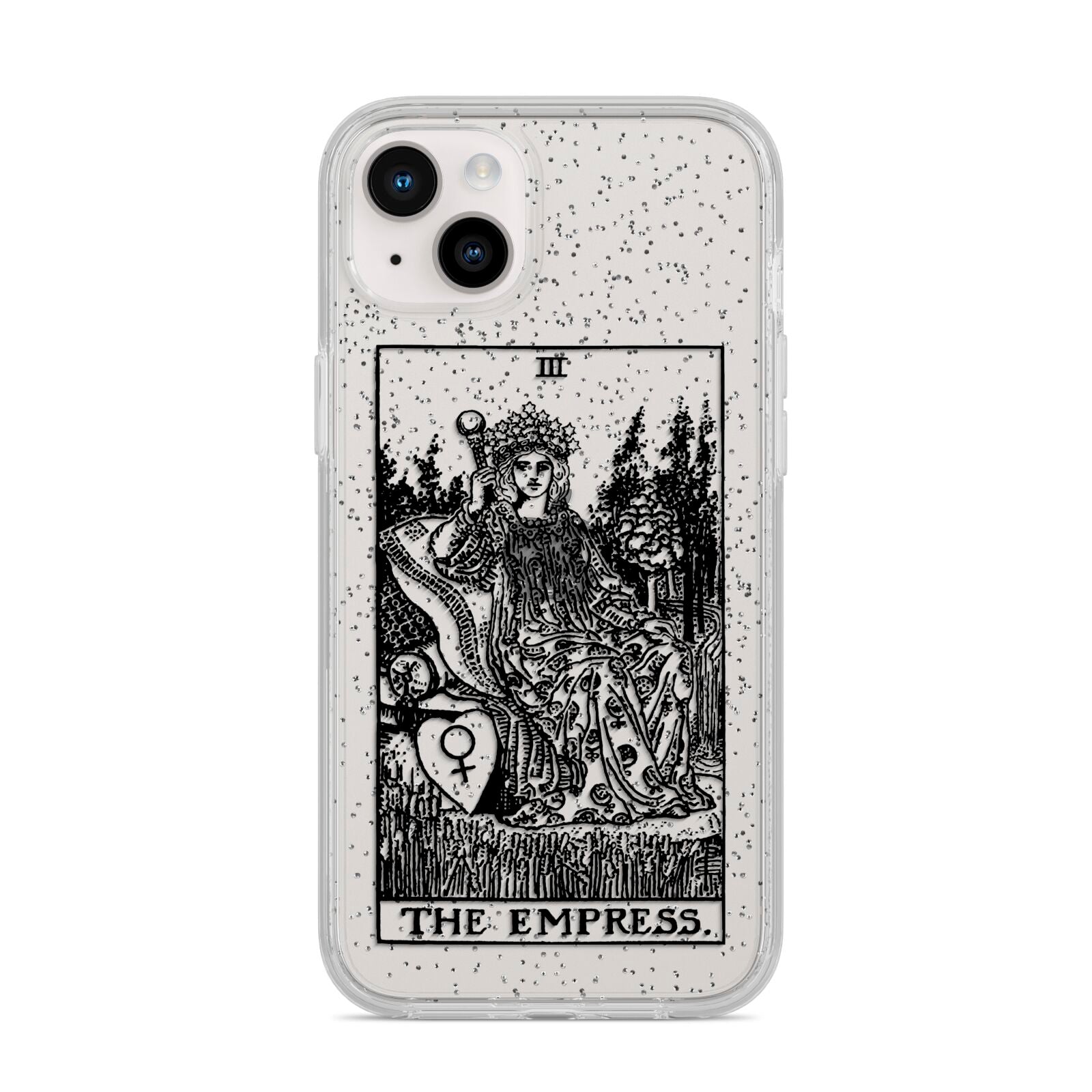 The Empress Monochrome Tarot Card iPhone 14 Plus Glitter Tough Case Starlight