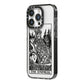 The Empress Monochrome Tarot Card iPhone 14 Pro Black Impact Case Side Angle on Silver phone