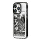 The Empress Monochrome Tarot Card iPhone 14 Pro Black Impact Case Side Angle on Silver phone