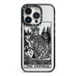 The Empress Monochrome Tarot Card iPhone 14 Pro Black Impact Case on Silver phone