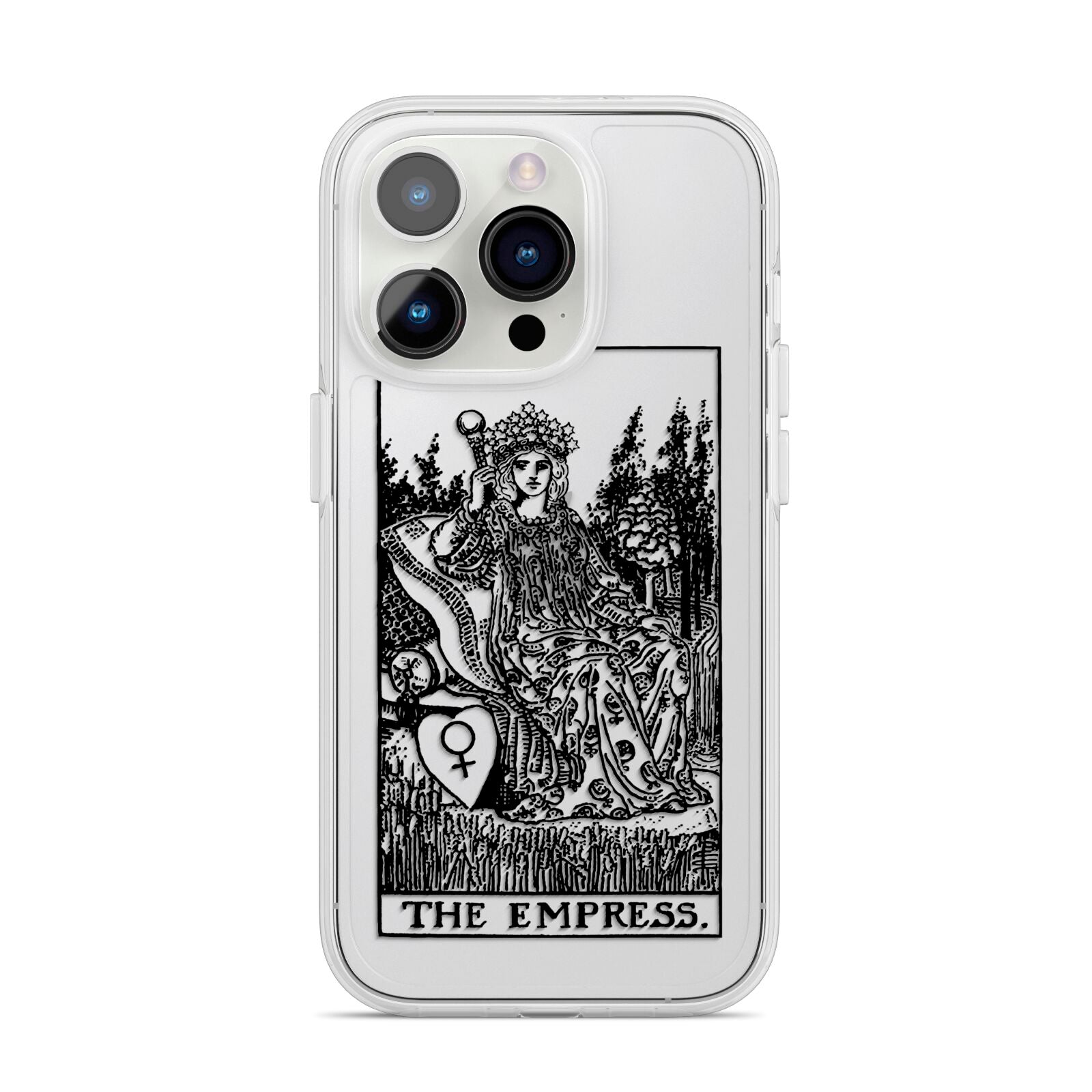The Empress Monochrome Tarot Card iPhone 14 Pro Clear Tough Case Silver