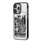 The Empress Monochrome Tarot Card iPhone 14 Pro Max Black Impact Case Side Angle on Silver phone