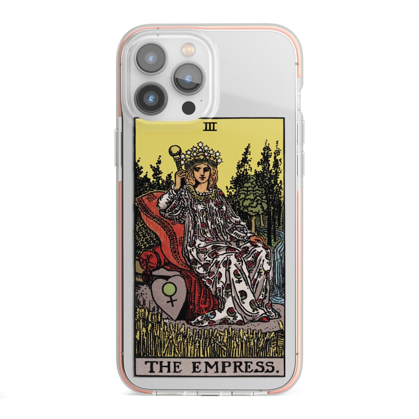 The Empress Tarot Card iPhone 13 Pro Max TPU Impact Case with Pink Edges
