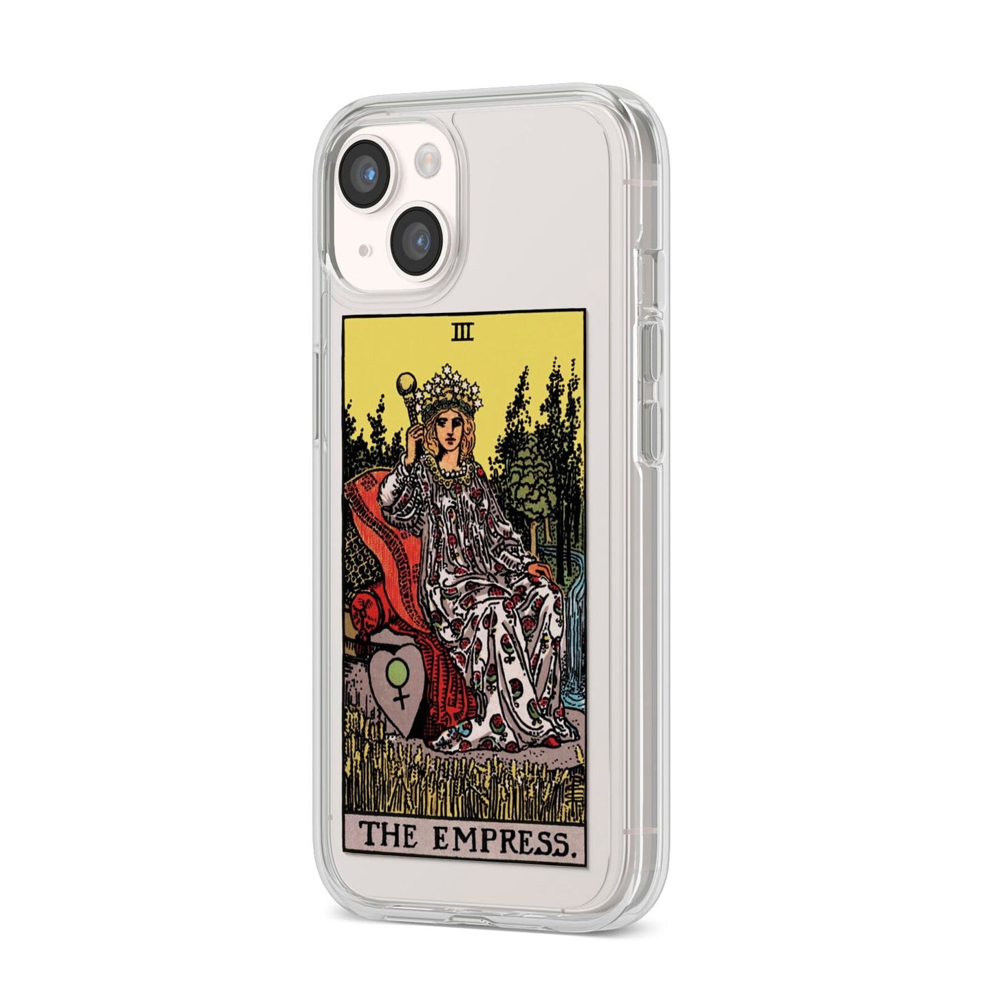 The Empress Tarot Card iPhone 14 Clear Tough Case Starlight Angled Image