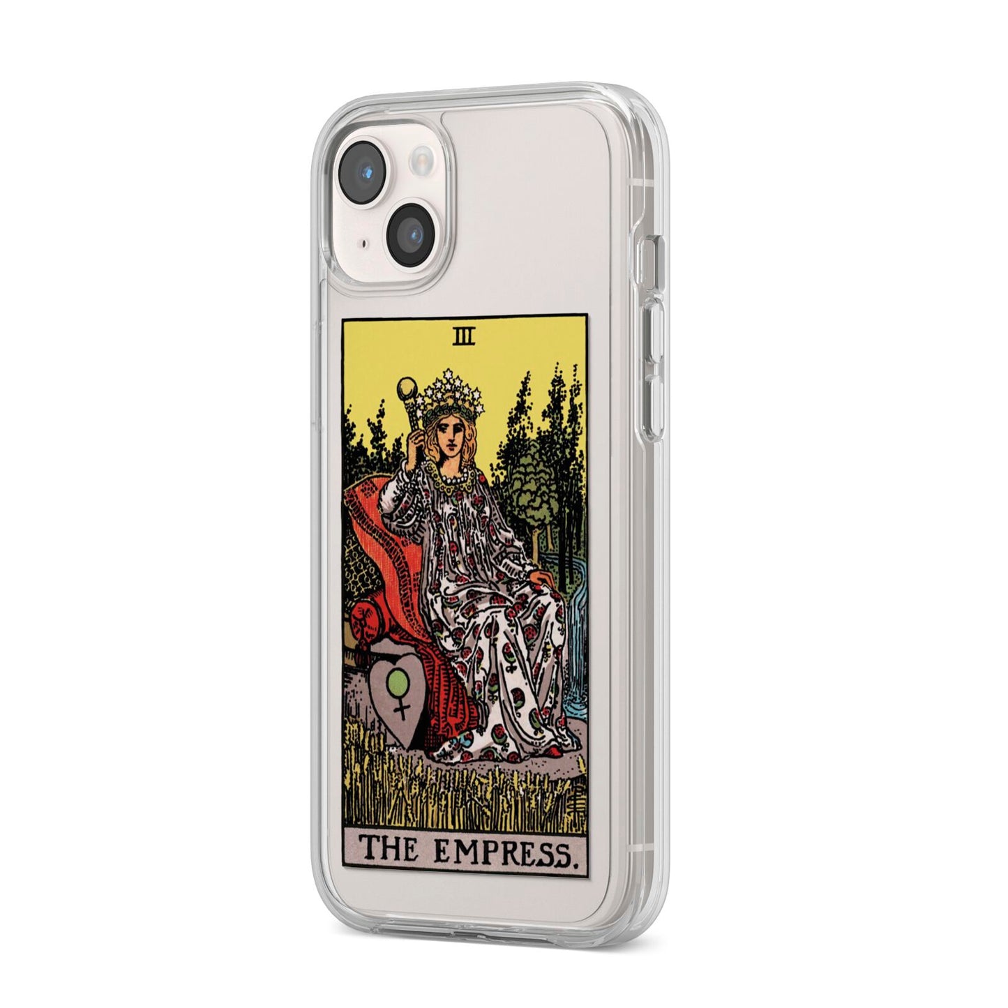 The Empress Tarot Card iPhone 14 Plus Clear Tough Case Starlight Angled Image