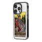 The Empress Tarot Card iPhone 14 Pro Black Impact Case Side Angle on Silver phone