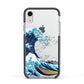 The Great Wave By Katsushika Hokusai Apple iPhone XR Impact Case Black Edge on Silver Phone