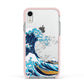 The Great Wave By Katsushika Hokusai Apple iPhone XR Impact Case Pink Edge on Silver Phone