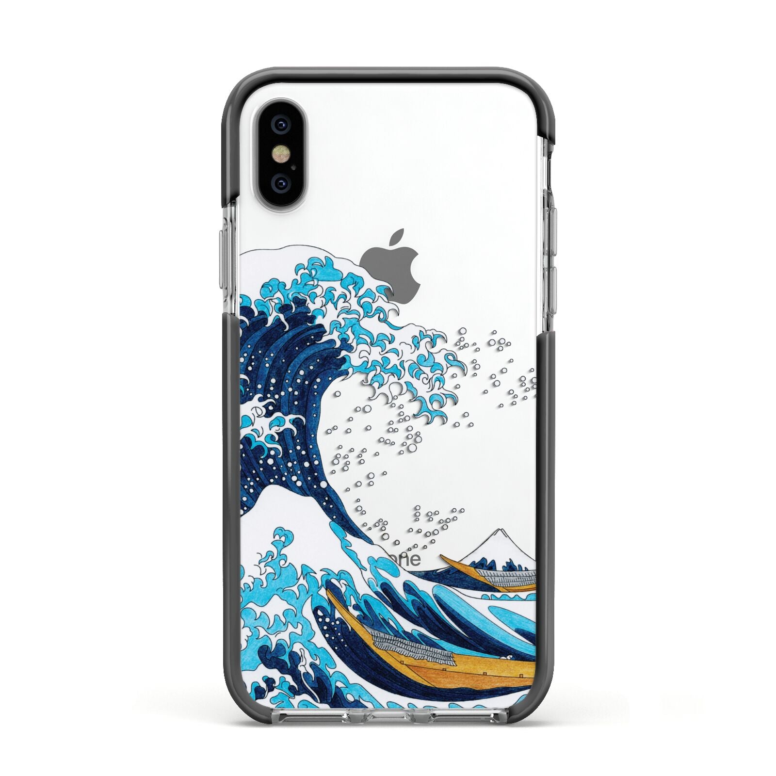 The Great Wave By Katsushika Hokusai Apple iPhone Xs Impact Case Black Edge on Silver Phone