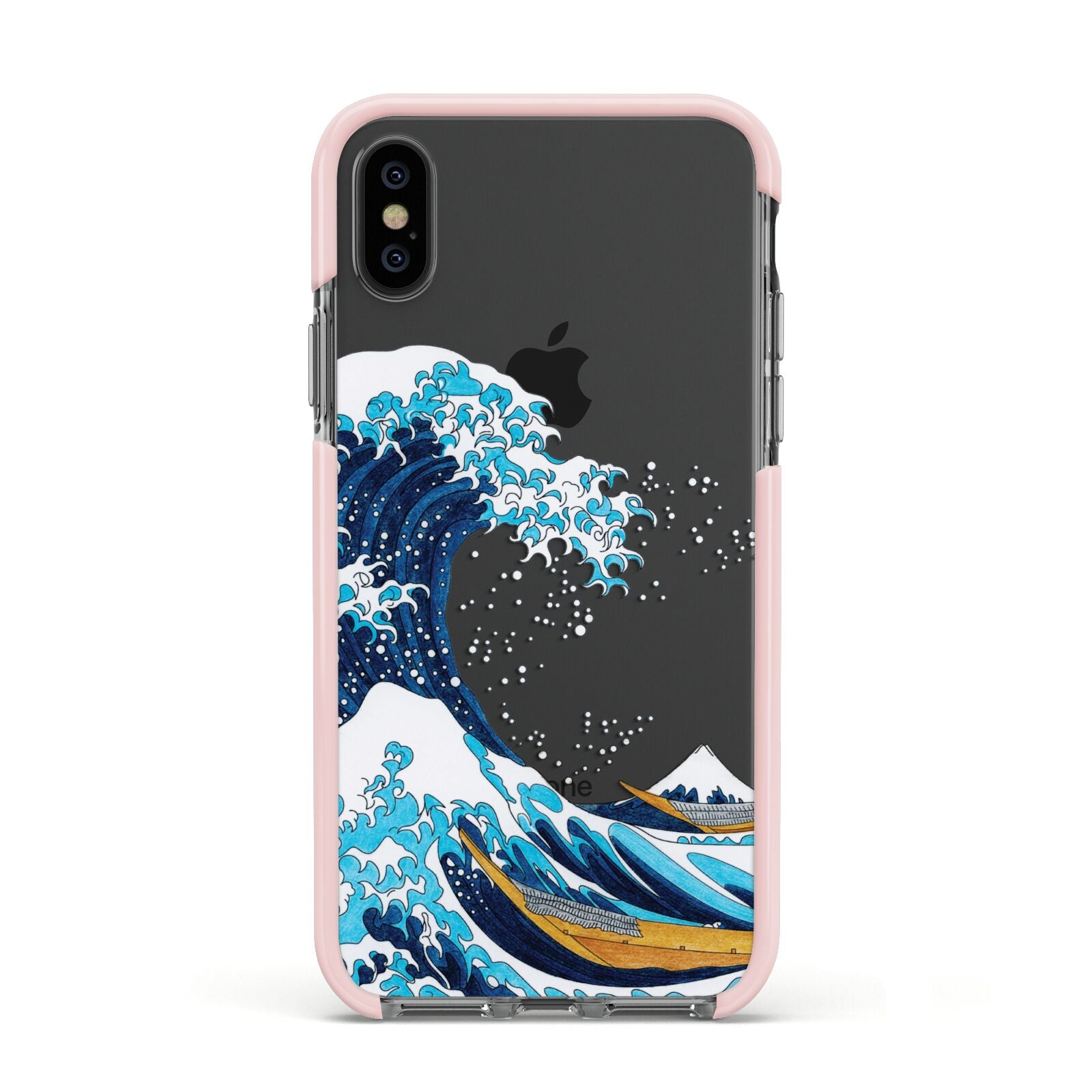 The Great Wave By Katsushika Hokusai Apple iPhone Xs Impact Case Pink Edge on Black Phone
