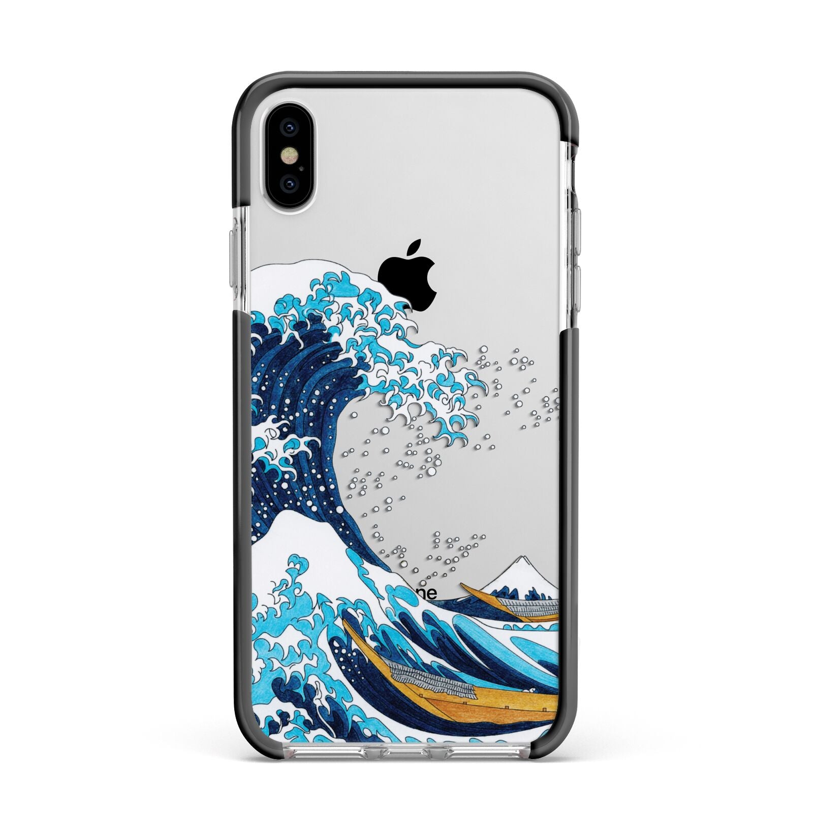 The Great Wave By Katsushika Hokusai Apple iPhone Xs Max Impact Case Black Edge on Silver Phone