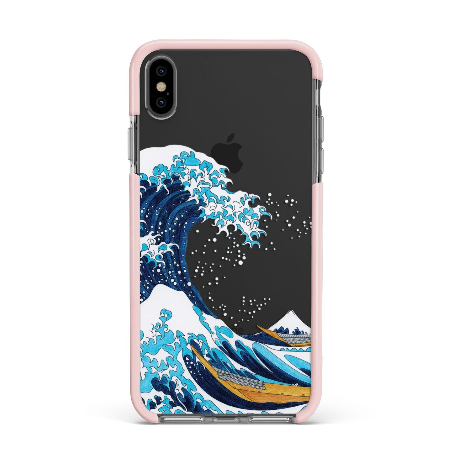 The Great Wave By Katsushika Hokusai Apple iPhone Xs Max Impact Case Pink Edge on Black Phone
