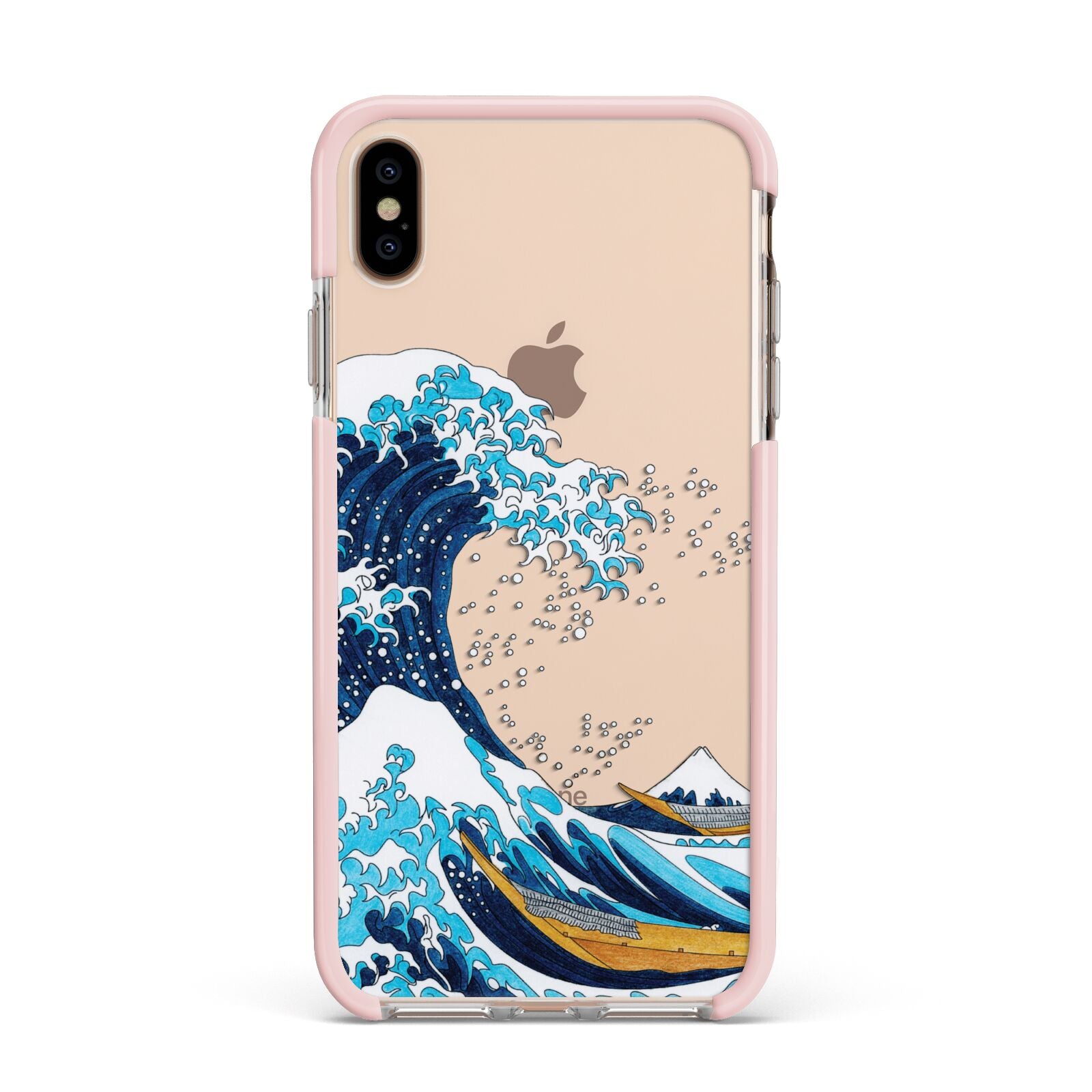 The Great Wave By Katsushika Hokusai Apple iPhone Xs Max Impact Case Pink Edge on Gold Phone