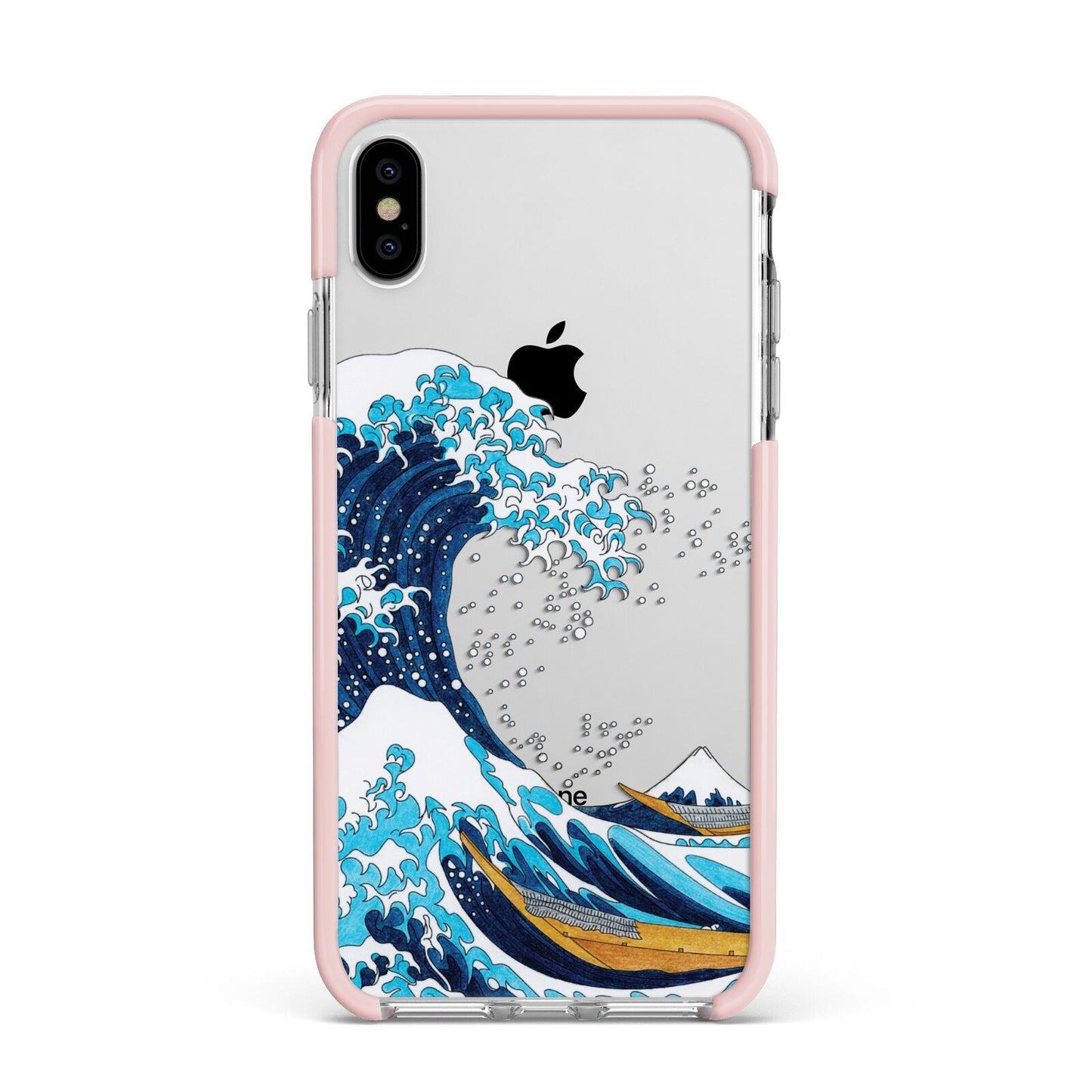 The Great Wave By Katsushika Hokusai Apple iPhone Xs Max Impact Case Pink Edge on Silver Phone