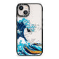 The Great Wave By Katsushika Hokusai iPhone 13 Black Impact Case on Silver phone