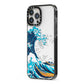 The Great Wave By Katsushika Hokusai iPhone 13 Pro Max Black Impact Case Side Angle on Silver phone