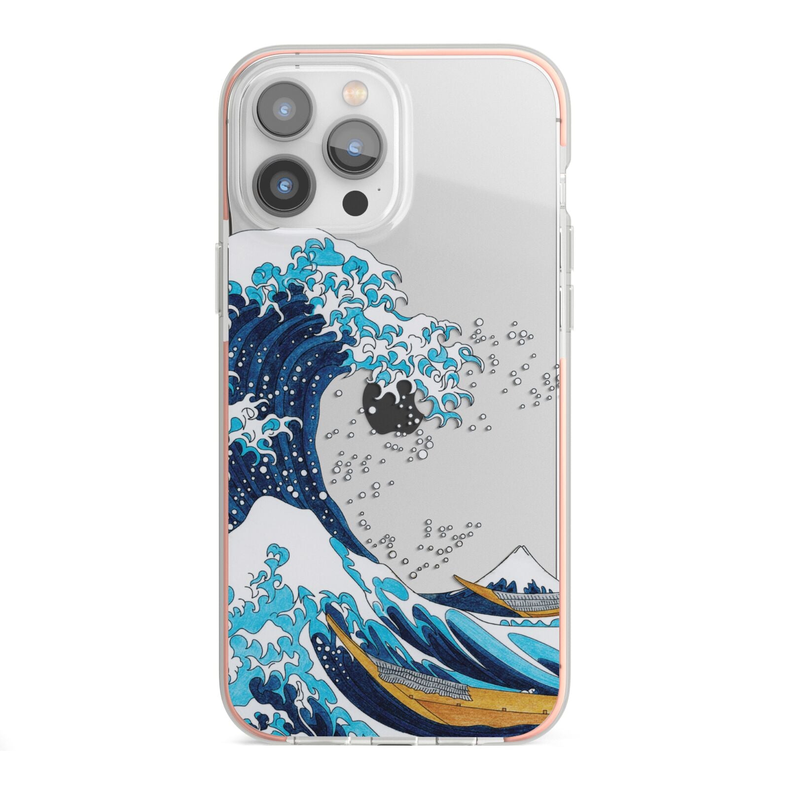 The Great Wave By Katsushika Hokusai iPhone 13 Pro Max TPU Impact Case with Pink Edges