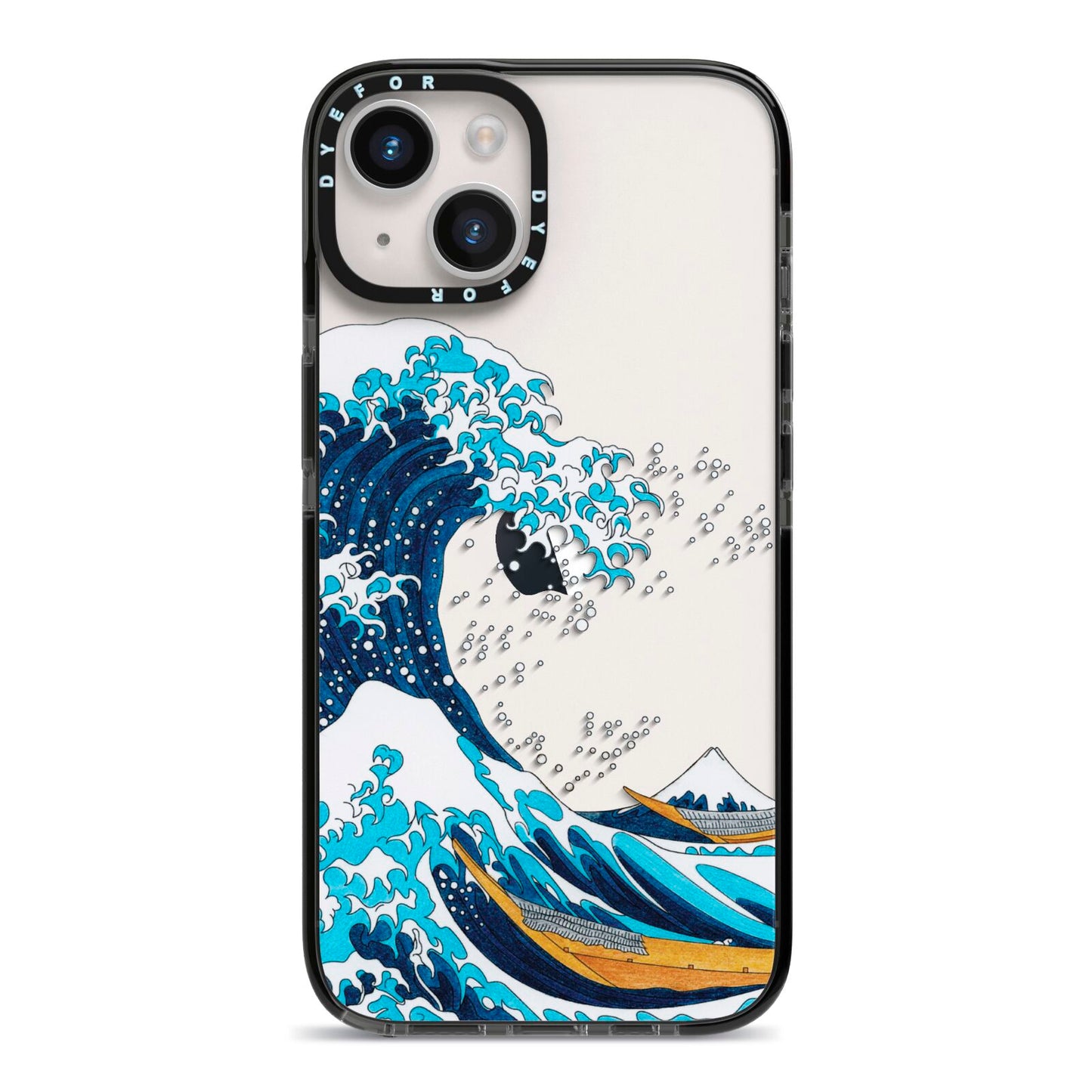 The Great Wave By Katsushika Hokusai iPhone 14 Black Impact Case on Silver phone