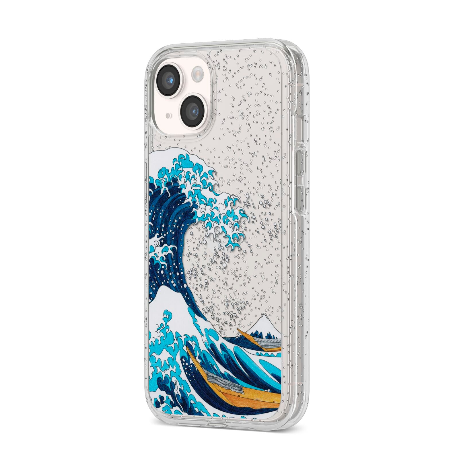 The Great Wave By Katsushika Hokusai iPhone 14 Glitter Tough Case Starlight Angled Image