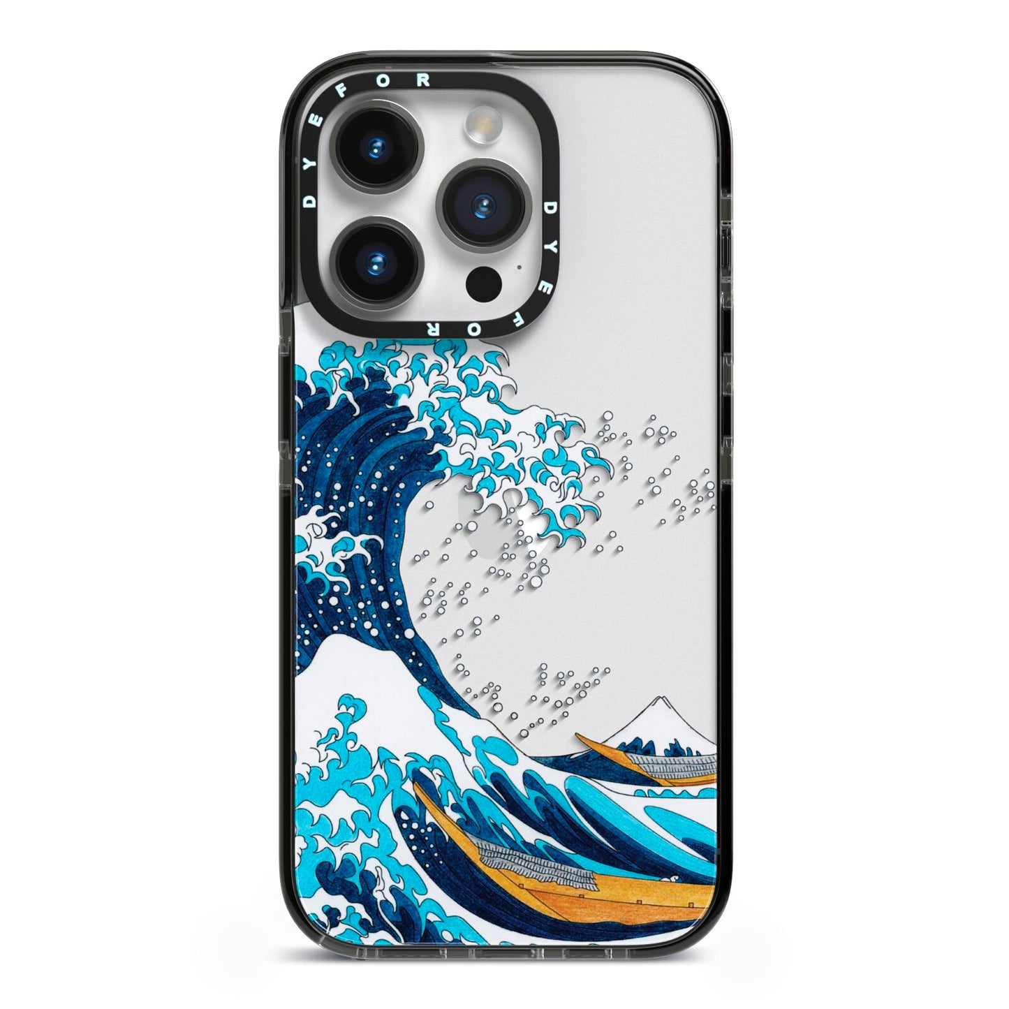 The Great Wave By Katsushika Hokusai iPhone 14 Pro Black Impact Case on Silver phone