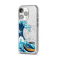 The Great Wave By Katsushika Hokusai iPhone 14 Pro Glitter Tough Case Silver Angled Image