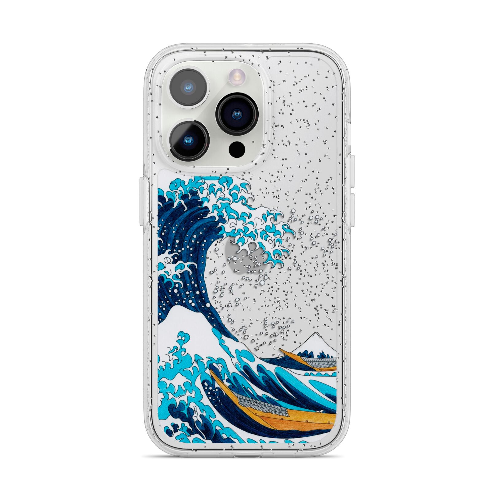 The Great Wave By Katsushika Hokusai iPhone 14 Pro Glitter Tough Case Silver